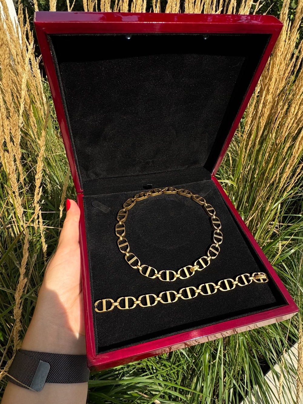Christian Dior Gold-Tone CD Logo Necklace & Bracelet Set BRACELET NEED REPAIR